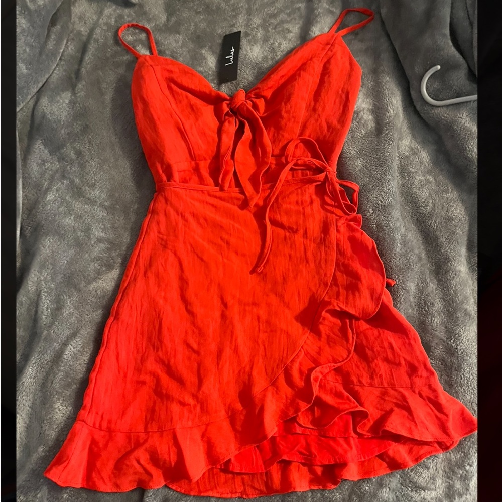 Lulus- red tie dress